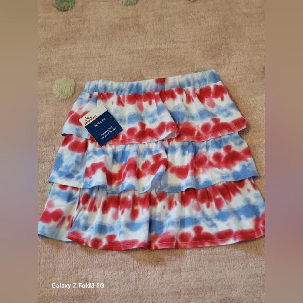 ♥️NWT♥️ PATRIOTIC GIRLS Tie-Dye Ruffle Skirt - Red and Blue